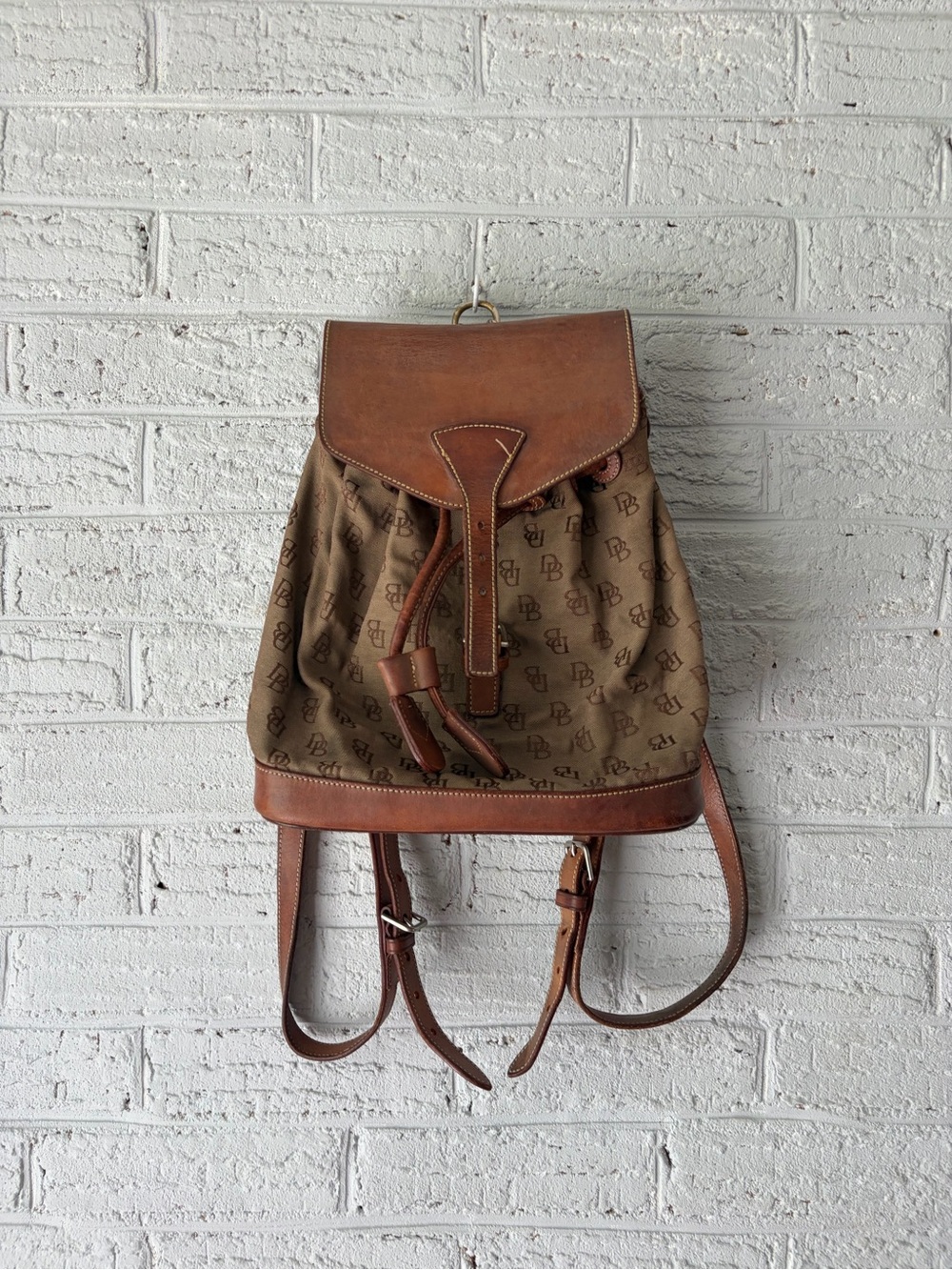 Vintage Dooney & Bourke Leather & canvas backpack